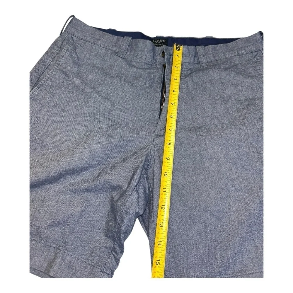 J.Crew Men's Gramercy Shorts Flat Front Blue Chambray Cotton Size 32W
